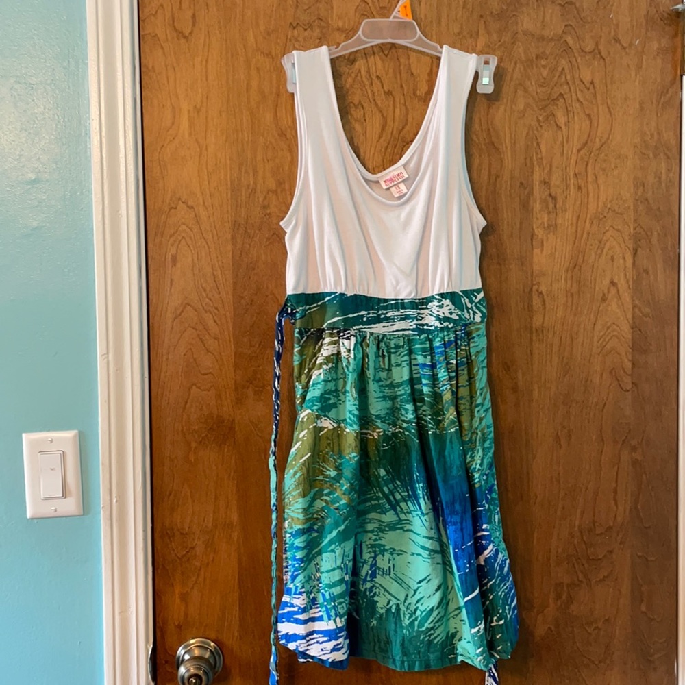 Colorful patterned tank top dress with pockets